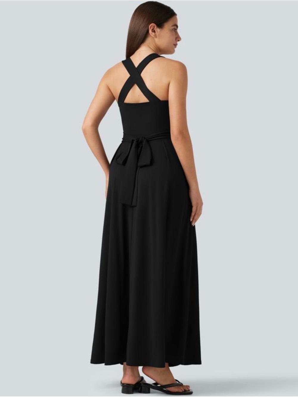 Halara Crisscross Tie Back Flowy Dress with Pockets, Size M